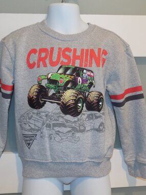 Monster Jam Gray Grave Digger LS Sweatshirt Size 2T Boy's